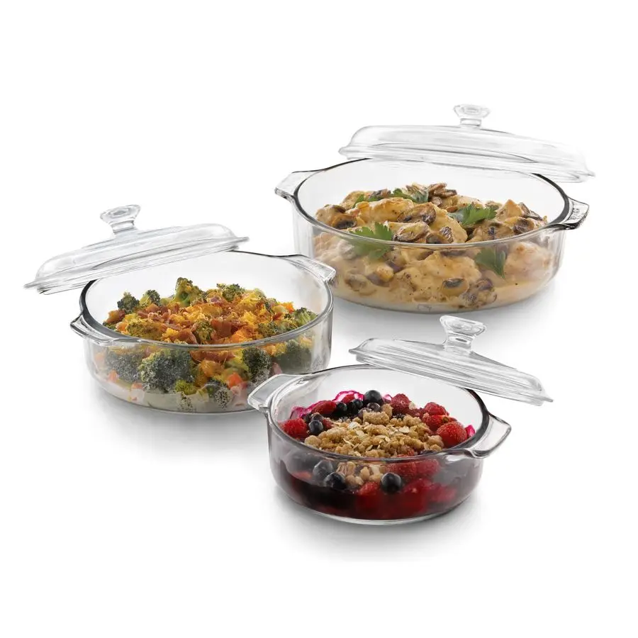 Bakers Basics 3Piece Glass Casserole Dishes with Glass Covers, Stackable Casserole Dishes for Oven, Microwave, Refrigerator, Ver
Bakers Basics 3Piece Glass Casserole Dishes with Glass Covers, Stackable Casserole Dishes for Oven, Microwave, Refrigerator, Ver