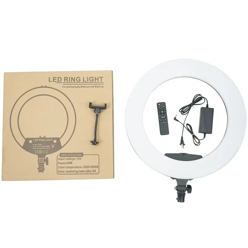 18 inch Ring Light 96W 3200-5500K CRI 90 Photo Studio Light for Vlog Video Shooting Makeup Selfie LED Ring Lamp with handbag
18 inch Ring Light 96W 3200-5500K CRI 90 Photo Studio Light for Vlog Video Shooting Makeup Selfie LED Ring Lamp with handbag
