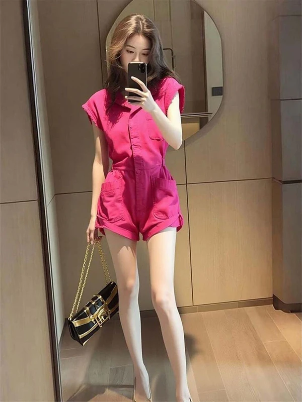 Pink Off-Shoulder One-Piece Summer New Loose Bf Lazy Style High Waist Slimming Casual Wide Leg Shorts Romper Women's Pants
Pink Off-Shoulder One-Piece Summer New Loose Bf Lazy Style High Waist Slimming Casual Wide Leg Shorts Romper Women's Pants