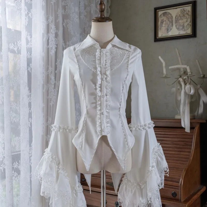 Lolita Gothic Lace Long Sleeve Shirt Women Harajuku Sweet Lapel Neck Tops Mujer Y2k Lace Up Slim Waist White Blouses
Lolita Gothic Lace Long Sleeve Shirt Women Harajuku Sweet Lapel Neck Tops Mujer Y2k Lace Up Slim Waist White Blouses