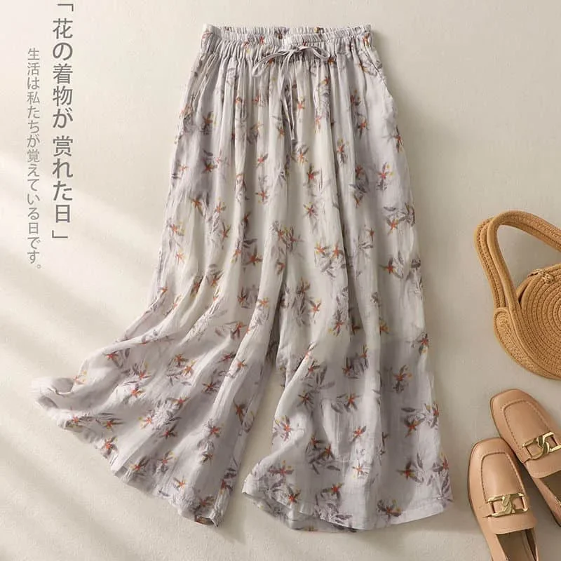 Artistic Pants Women Printed Loose Casual Baggy Pants Vintage Summer Korean Style Elastic Waisted Trousers Thin Wide Leg Pants
Artistic Pants Women Printed Loose Casual Baggy Pants Vintage Summer Korean Style Elastic Waisted Trousers Thin Wide Leg Pants
