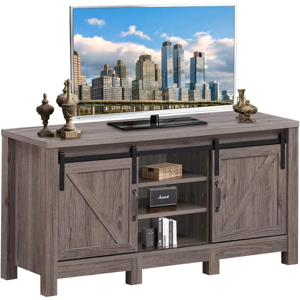TV Stand with Sliding Barn Doors, Modern Farmhouse Wood Entertainment Center for 55 Inch TV, Media Console Cabinet
TV Stand with Sliding Barn Doors, Modern Farmhouse Wood Entertainment Center for 55 Inch TV, Media Console Cabinet