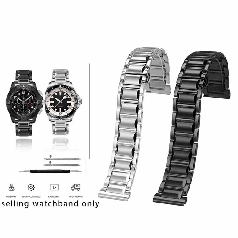 Stainless steel wristband for Breitling stainless steel watch with Avengers Night Mission B01 timing series steel strip for men
Stainless steel wristband for Breitling stainless steel watch with Avengers Night Mission B01 timing series steel strip for men
