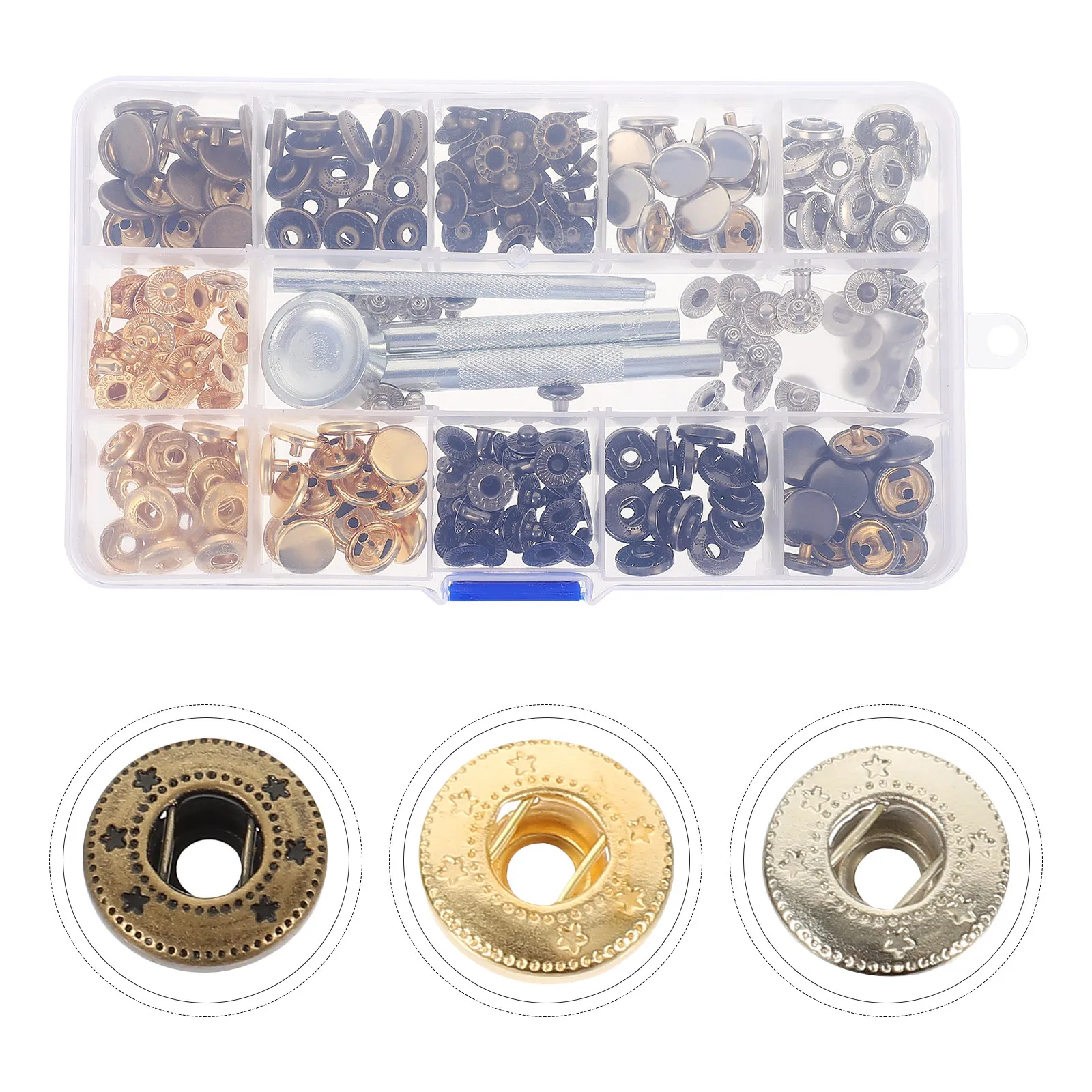 Набор из 1 коробки премиальных медных кнопок-застежек для самостоятельного изготовления: для футболок, головных уборов, комбинезонов, джинсовых курток, пуховиков, рукоделия
Набор из 1 коробки премиальных медных кнопок-застежек для самостоятельного изготовления: для футболок, головных уборов, комбинезонов, джинсовых курток, пуховиков, рукоделия