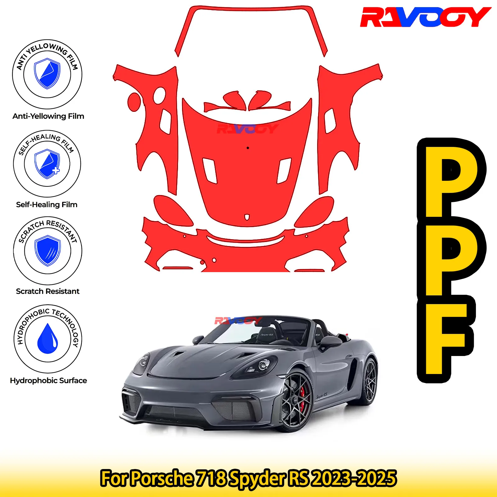 For Porsche 718 Spyder RS 2023-2025 Glossy Matte Black Precut front PPF Kit Paint Protection Film
For Porsche 718 Spyder RS 2023-2025 Glossy Matte Black Precut front PPF Kit Paint Protection Film