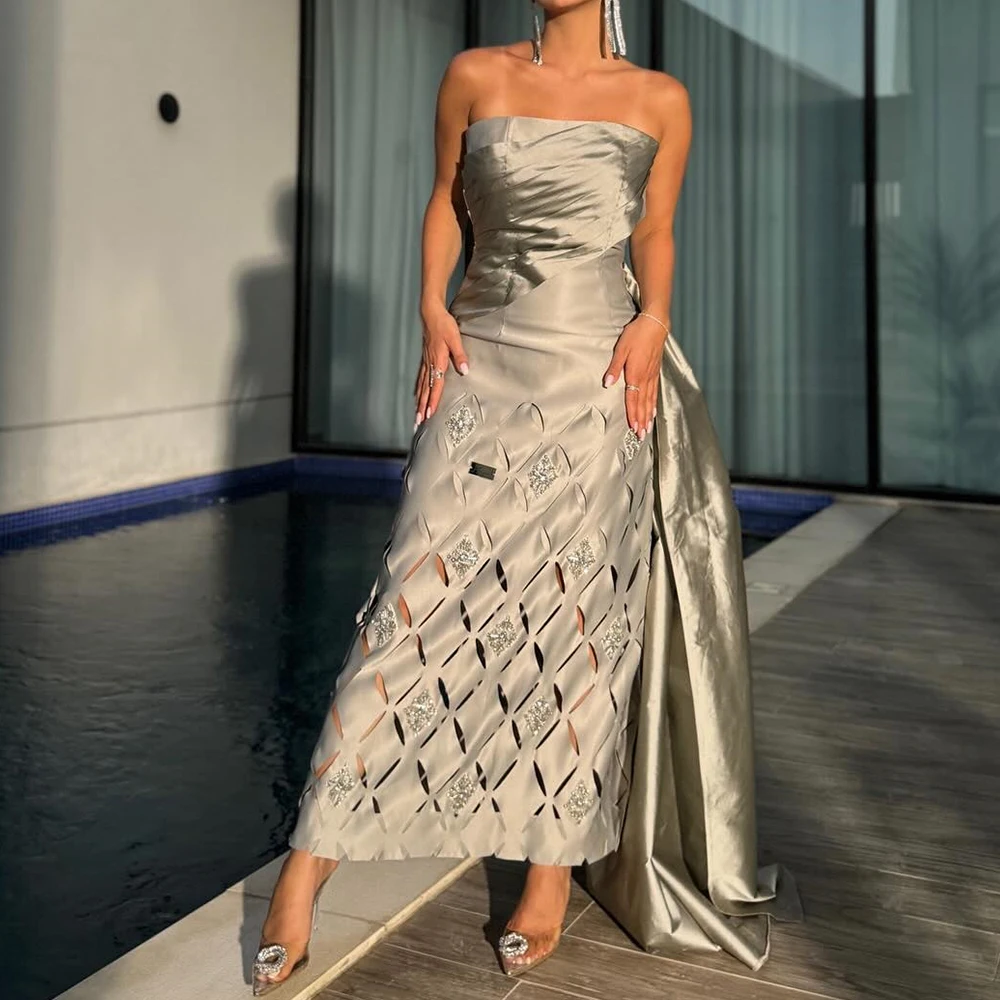 CustomizedExquisite Satin Straight Crystal Evening Dress High Quality Ankle Length Sleeveless Strapless vestidos para mujer
CustomizedExquisite Satin Straight Crystal Evening Dress High Quality Ankle Length Sleeveless Strapless vestidos para mujer