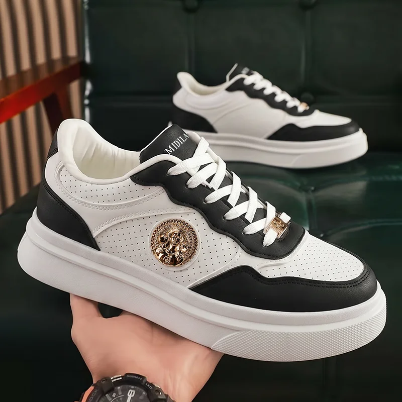 Men's Black White Leather Casual Sneakers Luxury Designer Style Lightweight Non-slip Lace-Up Walking Shoes Male Daily Footwear
Men's Black White Leather Casual Sneakers Luxury Designer Style Lightweight Non-slip Lace-Up Walking Shoes Male Daily Footwear