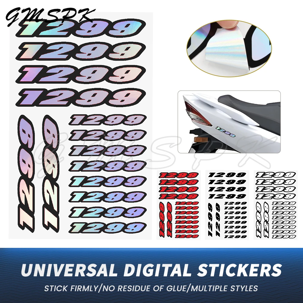 Laser Red White Black Motorcycle Number 1299 Stickers Moto Body Fairings Fuel Tank Helmet Decals Fit for Ducati Panigale 1299
Laser Red White Black Motorcycle Number 1299 Stickers Moto Body Fairings Fuel Tank Helmet Decals Fit for Ducati Panigale 1299