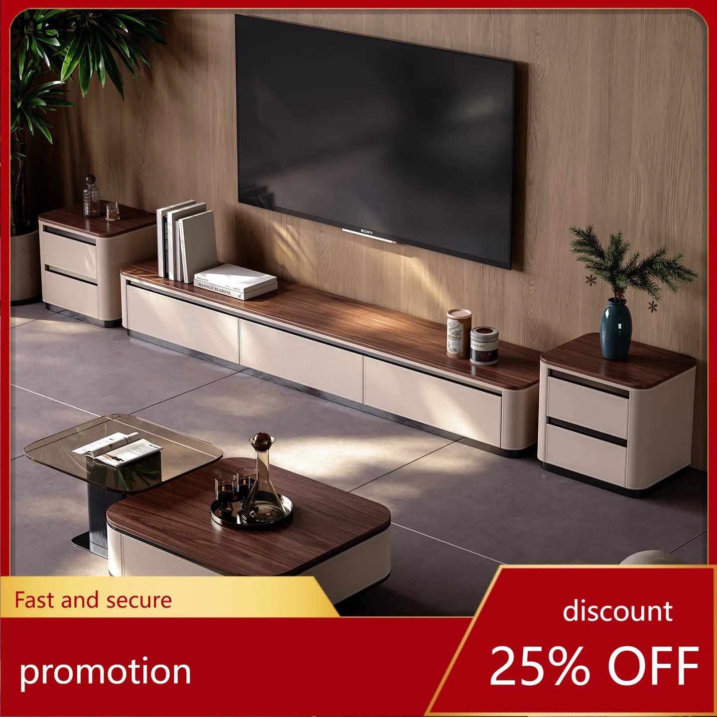 CZ Walnut-colored solid wood TV cabinet, vintage-style furniture, modern minimalist living room floor cabinet
CZ Walnut-colored solid wood TV cabinet, vintage-style furniture, modern minimalist living room floor cabinet