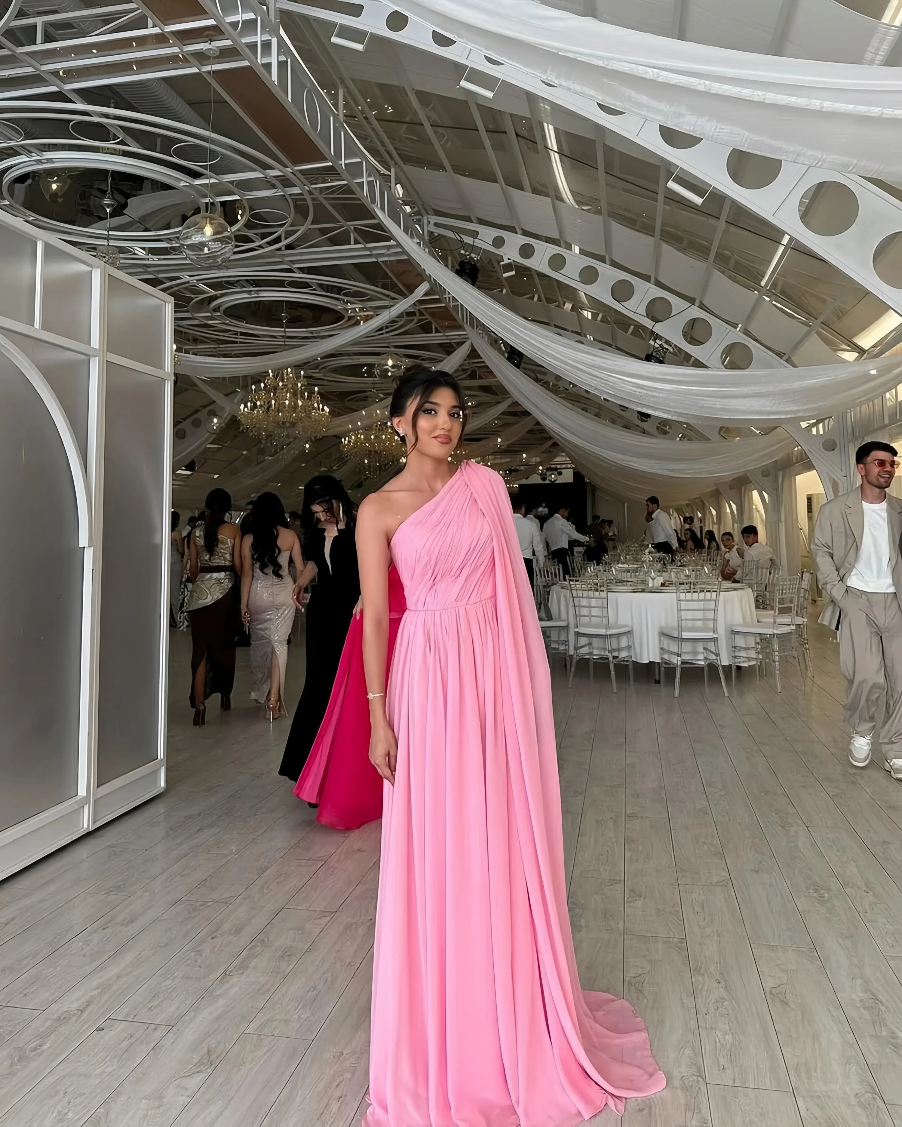 Simple Pink Evening Dress One Shoulder Long Sleeve Chiffon A-Line Mop Floor Formal Occasion Wedding Party Dress New
Simple Pink Evening Dress One Shoulder Long Sleeve Chiffon A-Line Mop Floor Formal Occasion Wedding Party Dress New