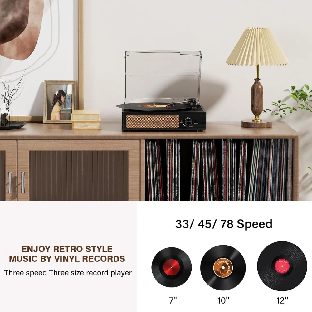 Wireless Bluetooth Vintage Turntable LP Record Player with Built-in Speakers Belt-Drive 3 Speed Auto Stop AUX RCA Headphone
Wireless Bluetooth Vintage Turntable LP Record Player with Built-in Speakers Belt-Drive 3 Speed Auto Stop AUX RCA Headphone