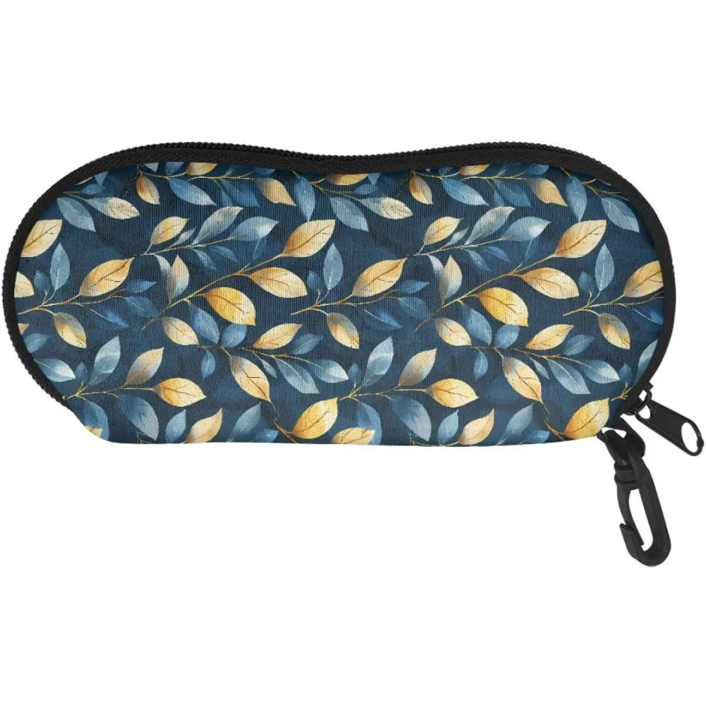 Blue and Gold Leaf Pattern Sunglasses Case with Carabiner, Elegant Botanical Design, Portable Eyewear Storage
Blue and Gold Leaf Pattern Sunglasses Case with Carabiner, Elegant Botanical Design, Portable Eyewear Storage