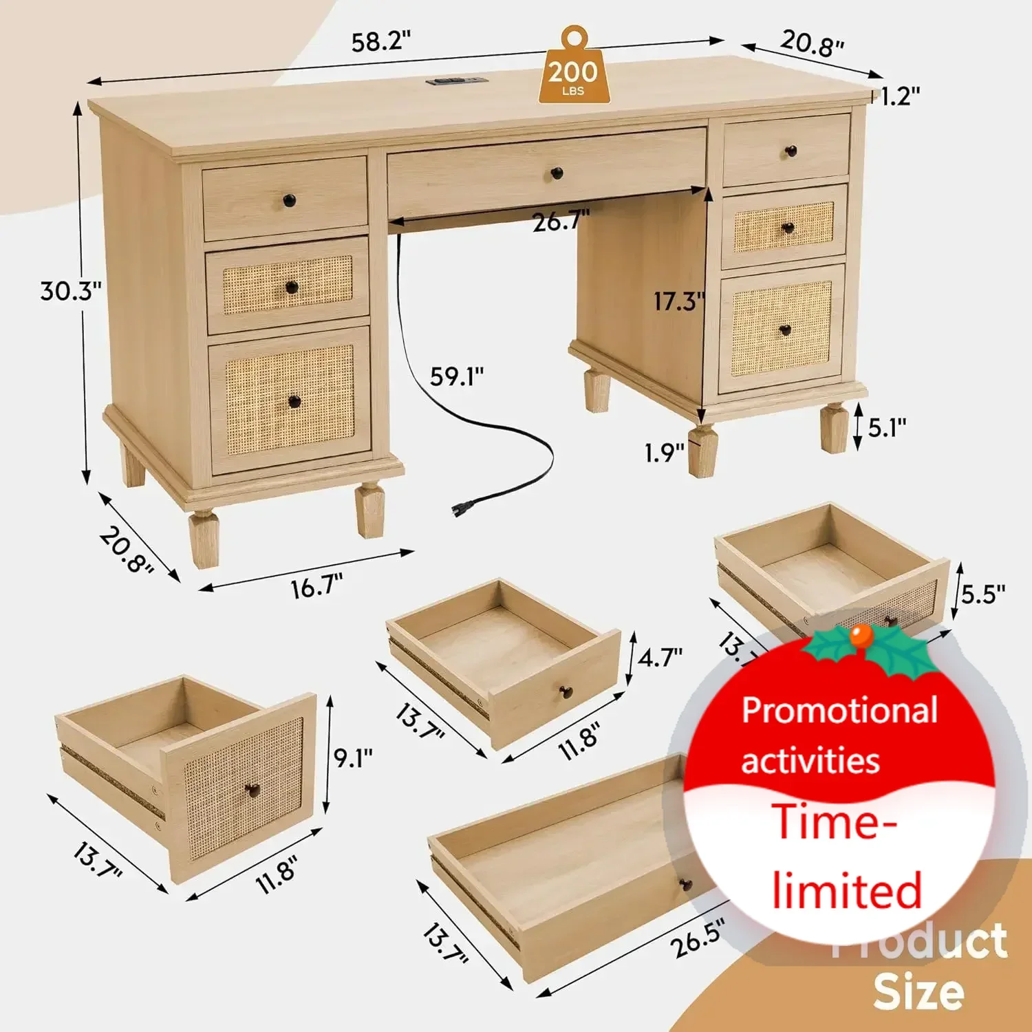 Хит продаж: Современный офисный стол из натурального ротанга с зарядной станцией, большой длинный компьютерный стол, 8-дюймовый деревянный представительский стол с 7 ящиками
Хит продаж: Современный офисный стол из натурального ротанга с зарядной станцией, большой длинный компьютерный стол, 8-дюймовый деревянный представительский стол с 7 ящиками