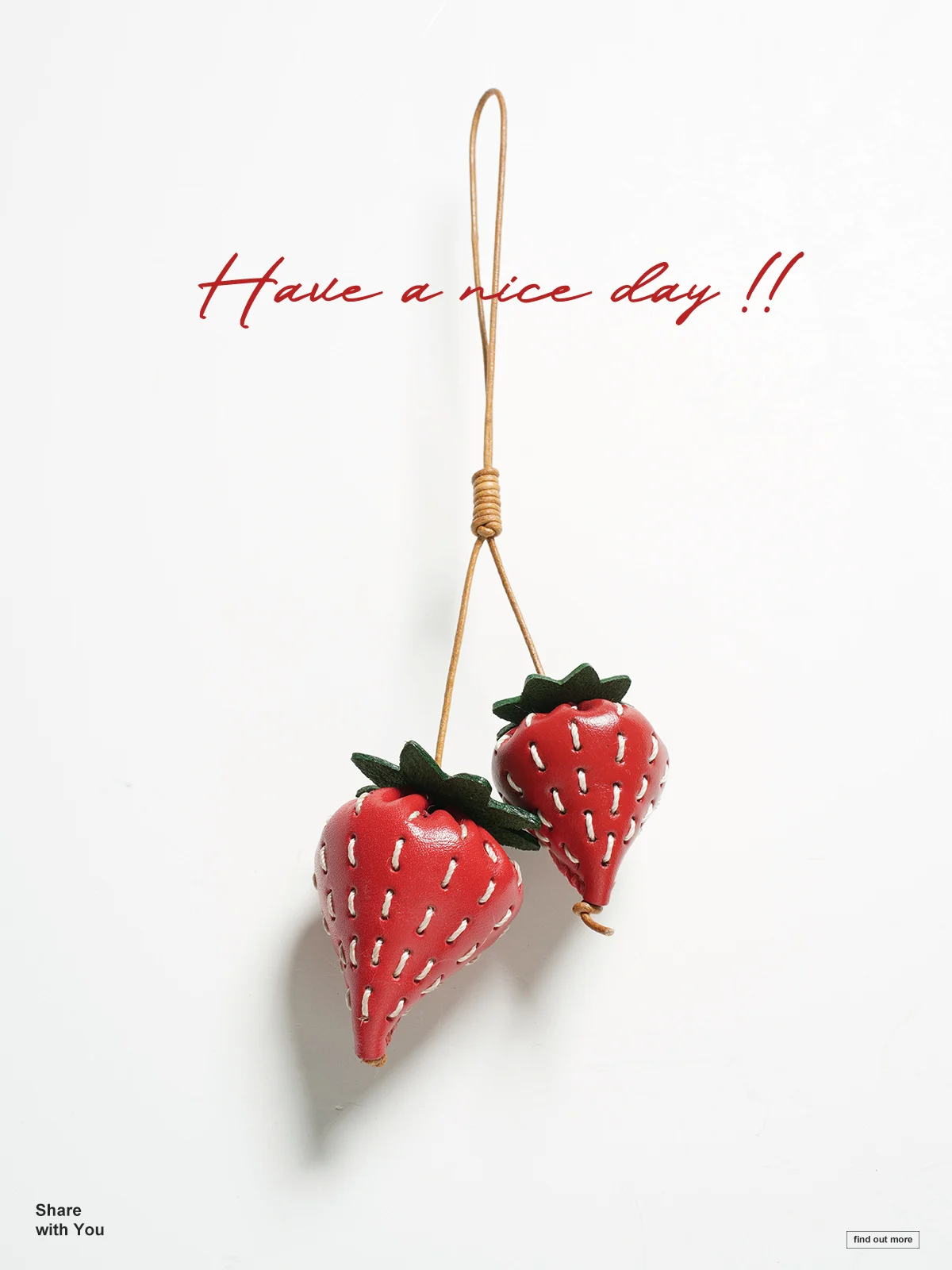 Original handmade cowhide, strawberry sweetheart bag pendant, cute key pendant
Original handmade cowhide, strawberry sweetheart bag pendant, cute key pendant