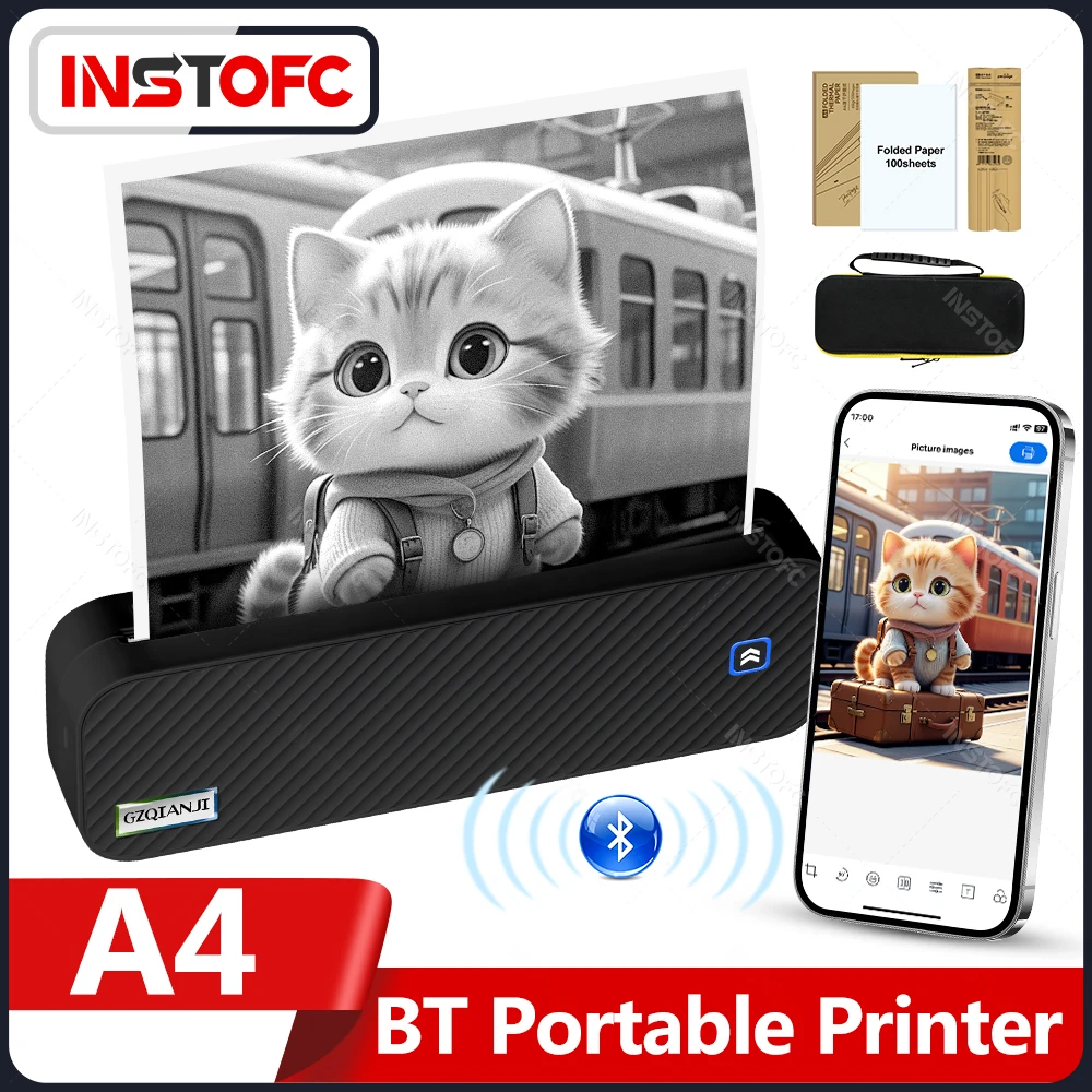 Thermal A4 Mobile Printer Inkless Bluetooth Min Portable A4 PDF Document World Photo Print Maker with Printing Paper Machine
Thermal A4 Mobile Printer Inkless Bluetooth Min Portable A4 PDF Document World Photo Print Maker with Printing Paper Machine
