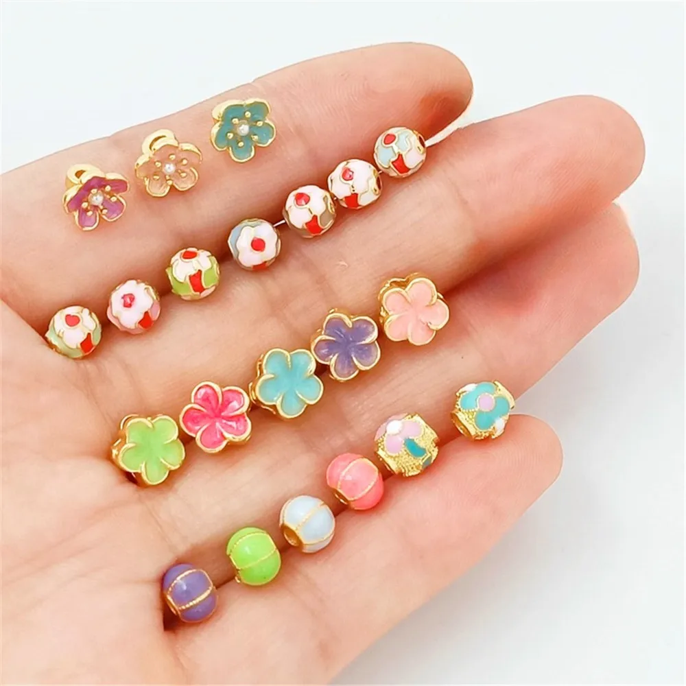 Jingtai Blue Oil-drip Gold-plated Flower Beads Round Beads Pumpkin Beads Small Peach Blossom Spacer Beads DIY Jewelry Accessorie
Jingtai Blue Oil-drip Gold-plated Flower Beads Round Beads Pumpkin Beads Small Peach Blossom Spacer Beads DIY Jewelry Accessorie