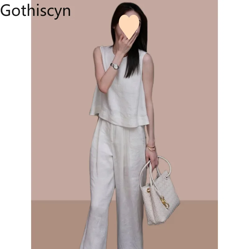 Gothiscyn Casual Linen Set Women's Summer Sleeveless Tank Top High Waist Wide Leg Pants Two-Piece Set Fashion Female Clothes
Gothiscyn Casual Linen Set Women's Summer Sleeveless Tank Top High Waist Wide Leg Pants Two-Piece Set Fashion Female Clothes