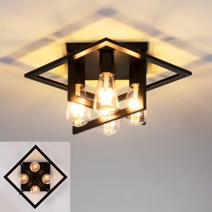 4 Light Industrial Ceiling Light Semi Flush Mount Lights Close to Ceiling Light Fixtures, frame cage design Farmhouse Ceiling L
4 Light Industrial Ceiling Light Semi Flush Mount Lights Close to Ceiling Light Fixtures, frame cage design Farmhouse Ceiling L