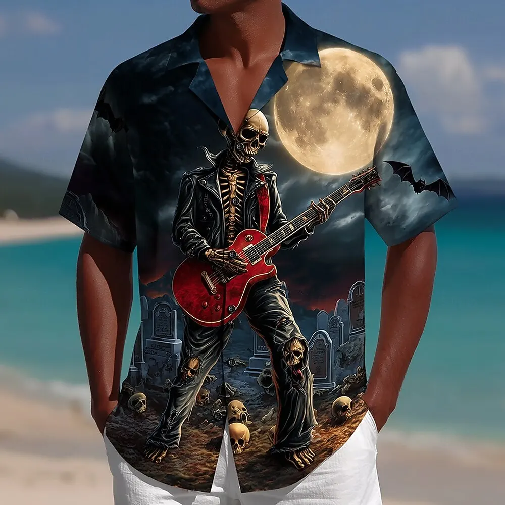 Men's Grim Reaper Skull Guitar 3D Print Short Sleeve Shirt Retro Festival Casual Tops Orange Dark Blue Gray Spring Summer
Men's Grim Reaper Skull Guitar 3D Print Short Sleeve Shirt Retro Festival Casual Tops Orange Dark Blue Gray Spring Summer