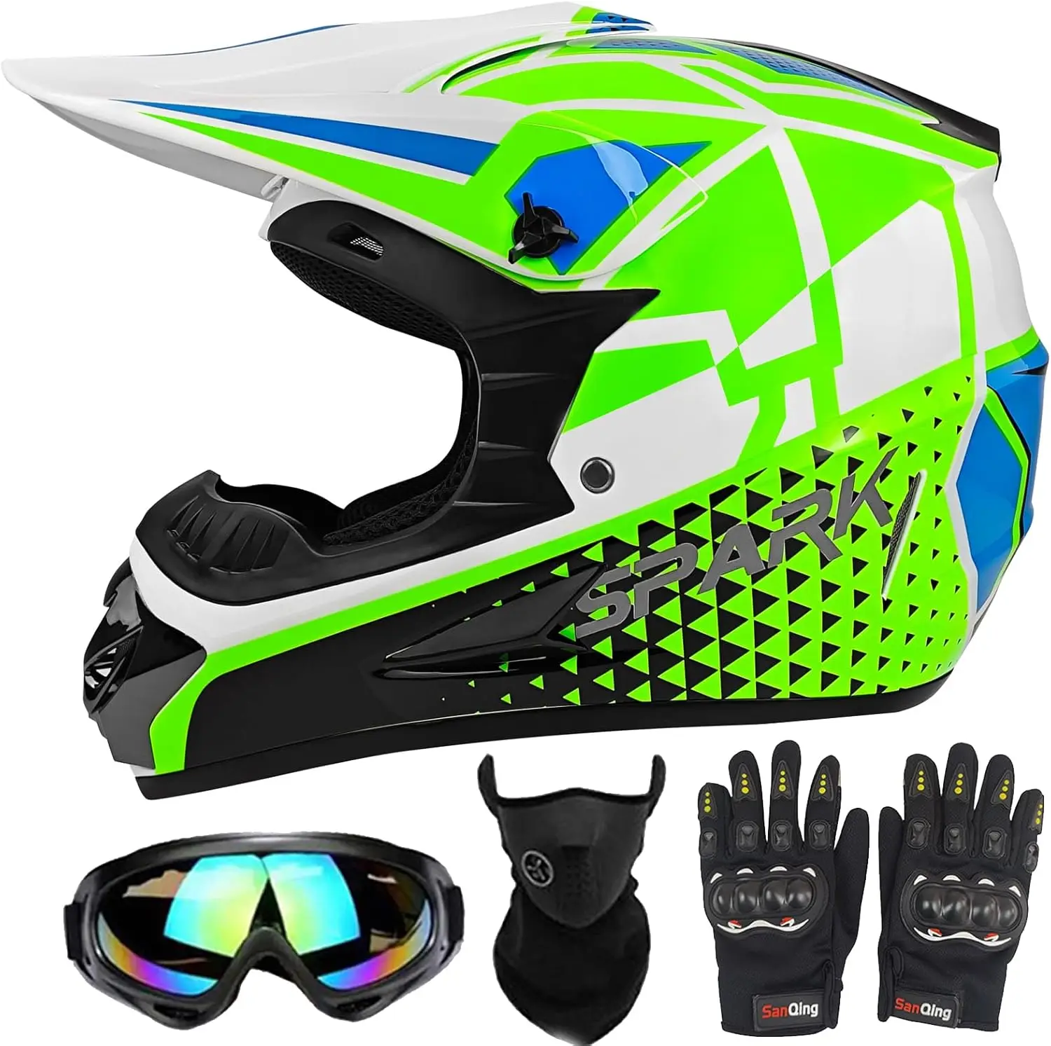 Youth Motorcross Helmet Set with Gloves, Goggles, Mask - DOT Approved for Kids Dirt Bike, Mountain BMX MX ATV
Youth Motorcross Helmet Set with Gloves, Goggles, Mask - DOT Approved for Kids Dirt Bike, Mountain BMX MX ATV