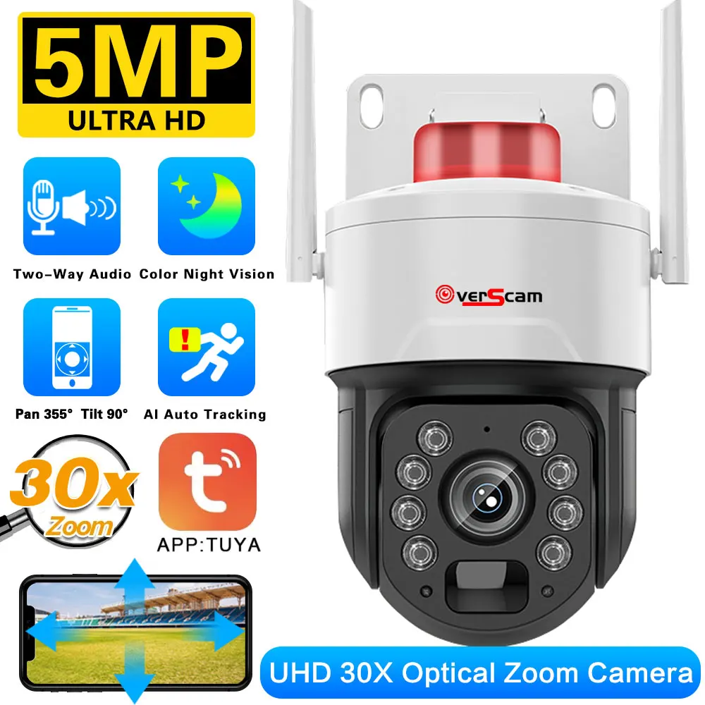5MP PTZ WiFi Camera 30x Optical Zoom Wifi Outdoor Human AI Auto Tracking WiFi CCTV P2P Audio Surveillance CCTV Camera Tuya
5MP PTZ WiFi Camera 30x Optical Zoom Wifi Outdoor Human AI Auto Tracking WiFi CCTV P2P Audio Surveillance CCTV Camera Tuya
