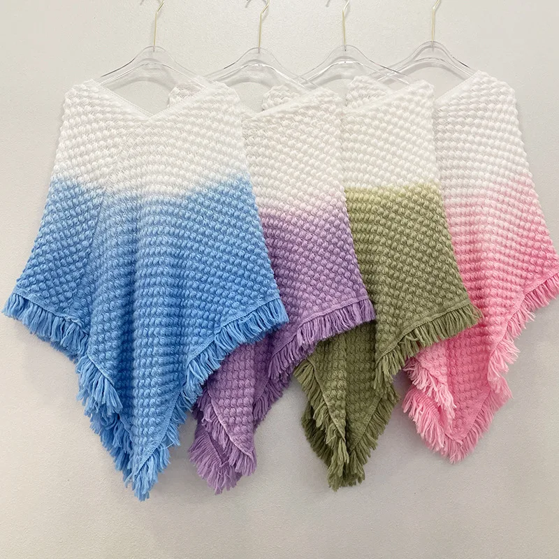 New gradient hollow-out cloak knitted ethnic tourism tie-dye Cape air conditioning shawl women outer wear poncho
New gradient hollow-out cloak knitted ethnic tourism tie-dye Cape air conditioning shawl women outer wear poncho