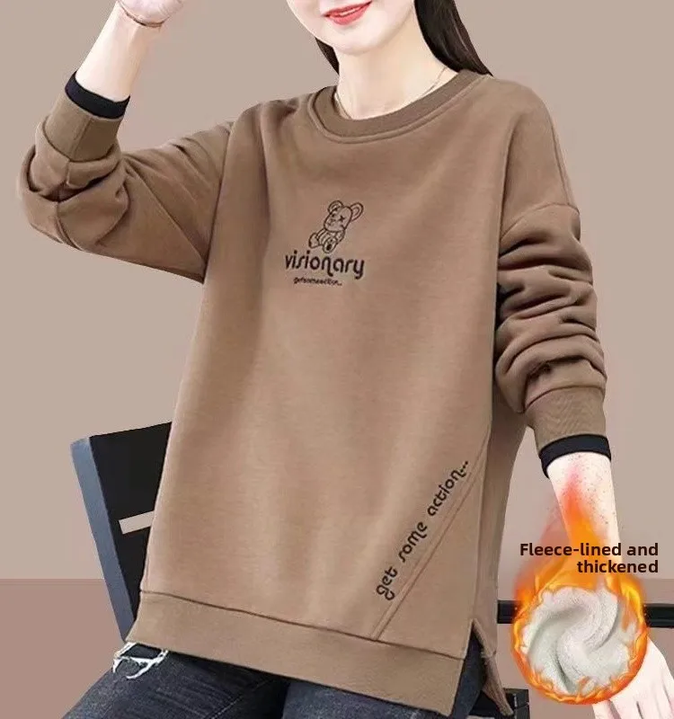 Thiened Fce Ladies Hoodie Korean Sle Loose Fit Slimming Trendy Top round Ne Long Sve Cotton Blend Inner Liner
Thiened Fce Ladies Hoodie Korean Sle Loose Fit Slimming Trendy Top round Ne Long Sve Cotton Blend Inner Liner
