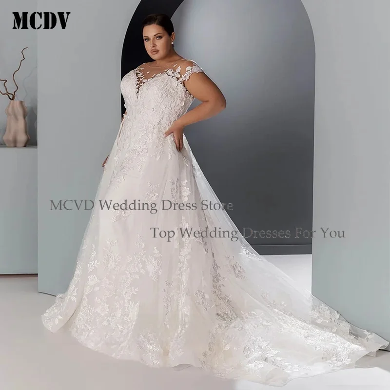 Lady Plus Size Mermaid Wedding Dress Detachable Train Customized Scoop Cap Sleeve Sweep Train Bride Bridal Gown Mariee MCDV
Lady Plus Size Mermaid Wedding Dress Detachable Train Customized Scoop Cap Sleeve Sweep Train Bride Bridal Gown Mariee MCDV