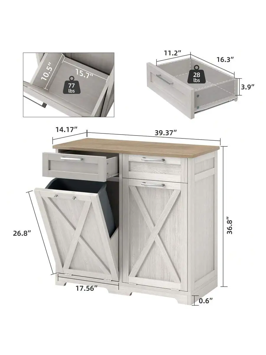 Tilt-Out Trash Can Cabinet With 2 Drawers Kitchen Island Storage 39.37 W X 14.17 D X 36.8 H
Tilt-Out Trash Can Cabinet With 2 Drawers Kitchen Island Storage 39.37 W X 14.17 D X 36.8 H