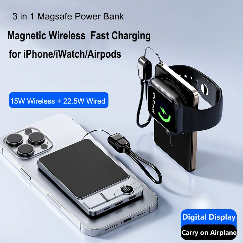 3 in 1 Magnetic Power Bank Wireless Fast Charger For iPhone AirPods iWatch Apple Watch Portable Induction Charger Spare Battery
3 in 1 Magnetic Power Bank Wireless Fast Charger For iPhone AirPods iWatch Apple Watch Portable Induction Charger Spare Battery