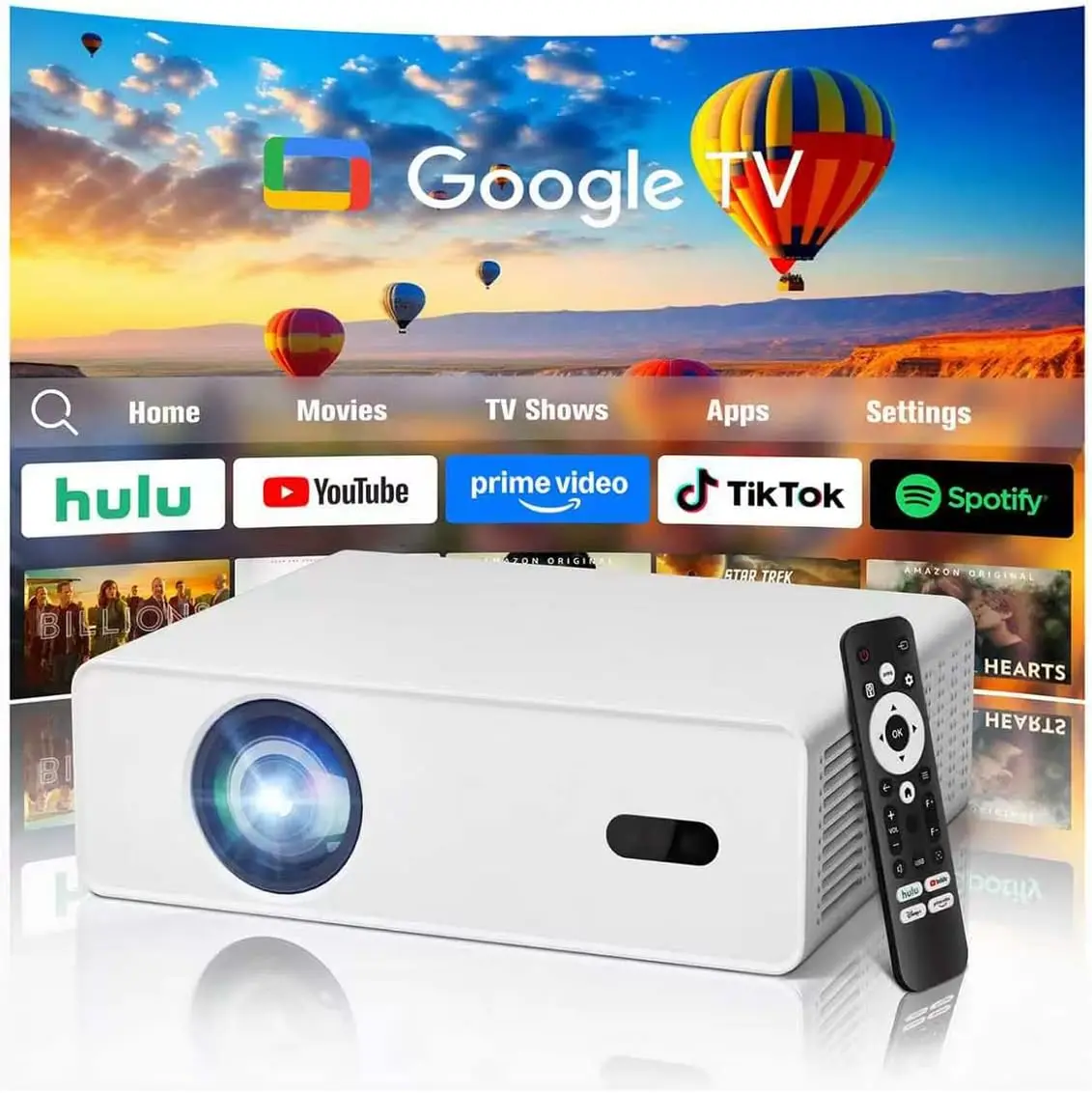 4K Smart Projector with Google TV, 1000 ANSI Lumens Auto Focus Keystone Correction WiFi Bluetooth Portable Home Theater
4K Smart Projector with Google TV, 1000 ANSI Lumens Auto Focus Keystone Correction WiFi Bluetooth Portable Home Theater