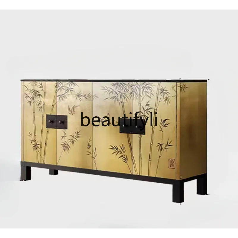 Solid wood side cabinet retro living room locker hand-painted gold foil storage side cabinet
Solid wood side cabinet retro living room locker hand-painted gold foil storage side cabinet