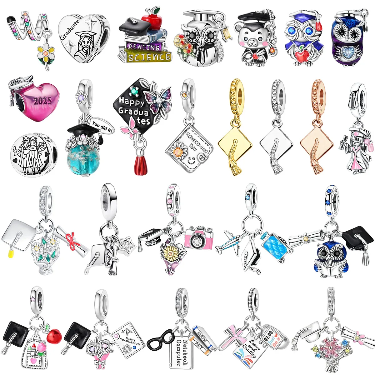 Подвески из стерлингового серебра 925 пробы, выпускной сезон, бусины, раствор, подвески Happy Graduation, подходят для браслета, ювелирные изделия своими руками, подарок
Подвески из стерлингового серебра 925 пробы, выпускной сезон, бусины, раствор, подвески Happy Graduation, подходят для браслета, ювелирные изделия своими руками, подарок