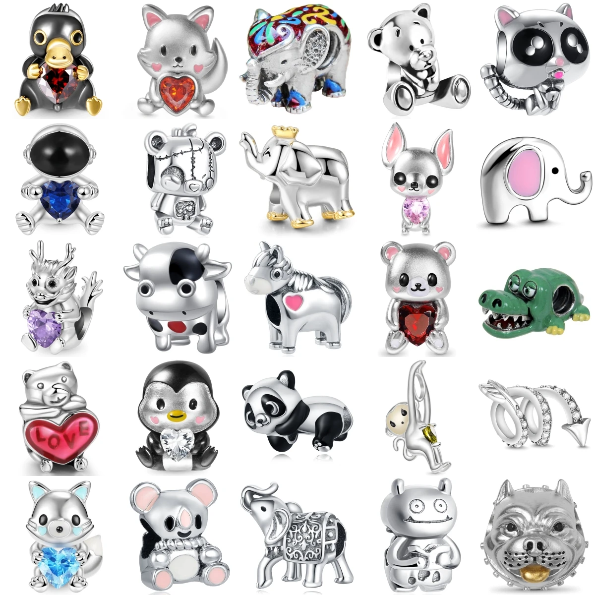 925 Sterling Silver Animal Charms Elephant Panda Penguin Fox Bear Cow Horse Bead Pendant for Women DIY Jewelry Gift
925 Sterling Silver Animal Charms Elephant Panda Penguin Fox Bear Cow Horse Bead Pendant for Women DIY Jewelry Gift