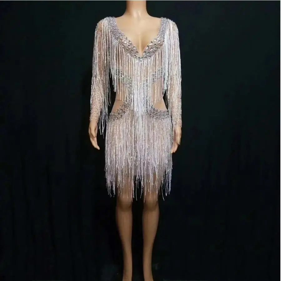 Pole Jazz Women Singer DJ DS Dancing Performance Outfit Host Skin Color Sexy Perspective Mesh Diamond Tassel Short Evening Dress
Pole Jazz Women Singer DJ DS Dancing Performance Outfit Host Skin Color Sexy Perspective Mesh Diamond Tassel Short Evening Dress