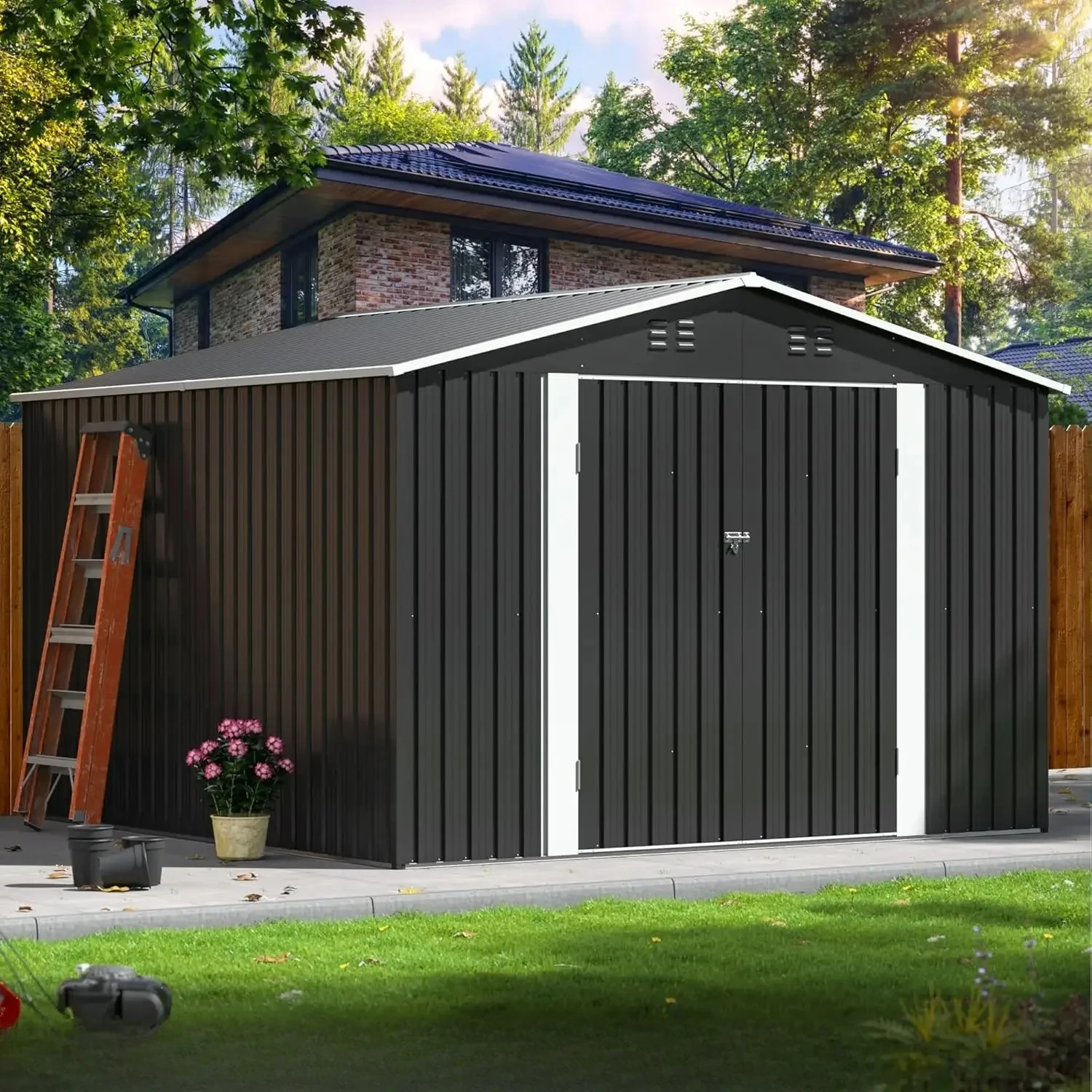 #For 10x10 FT Outdoor Storage Shed, Garden Shed with Updated Frame Structure and Lockable Doors, Metal Tool Sheds for Backyard G
#For 10x10 FT Outdoor Storage Shed, Garden Shed with Updated Frame Structure and Lockable Doors, Metal Tool Sheds for Backyard G