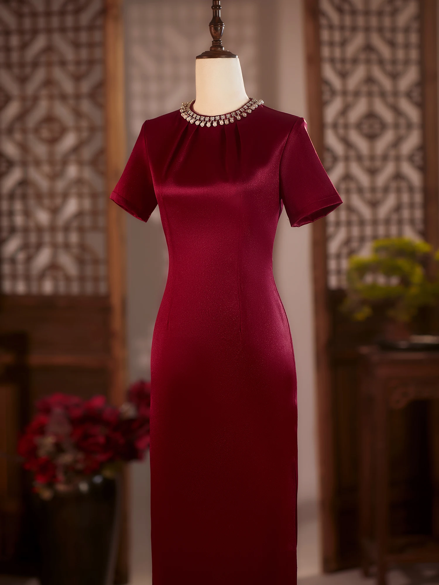 Ele round Ne Slim Fit Wedding Dr for Women Summer New Sle Long Qipao Traditional Chinese Costume for Brides
Ele round Ne Slim Fit Wedding Dr for Women Summer New Sle Long Qipao Traditional Chinese Costume for Brides