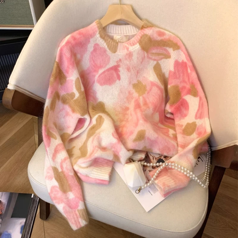 Spring Fall Women Fashion Designer Floral Printed Pattern Knitted Woolen Sweater Pullover Woman Romantic Wool Knitting Sweaters
Spring Fall Women Fashion Designer Floral Printed Pattern Knitted Woolen Sweater Pullover Woman Romantic Wool Knitting Sweaters