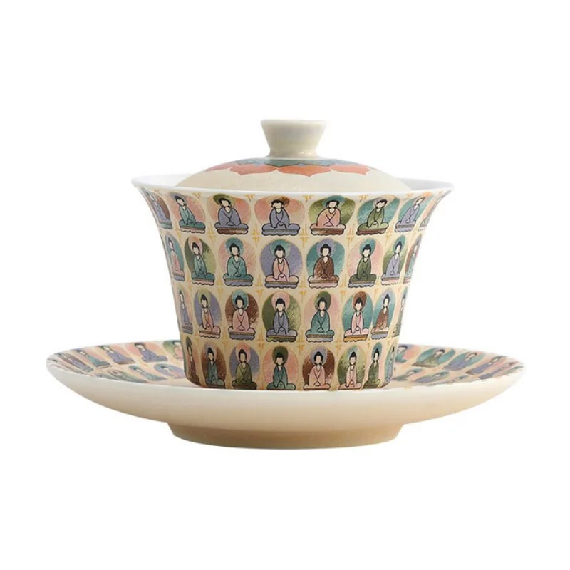 Dunhuang ceramic three-talent covered bowl for home use, Mogao Grottoes thousand Buddha Zen-themed Kung Fu tea set, tea brewing
Dunhuang ceramic three-talent covered bowl for home use, Mogao Grottoes thousand Buddha Zen-themed Kung Fu tea set, tea brewing