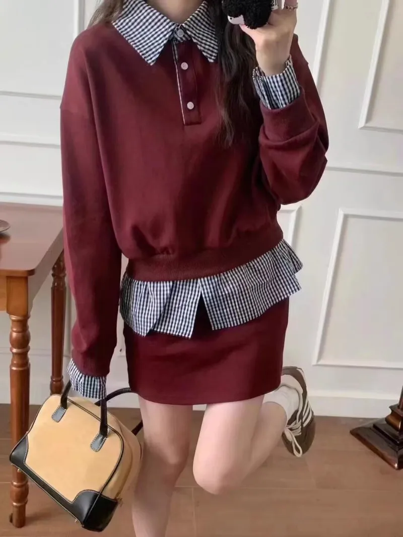 Sweet Hot Girl Suit Women's Autumn Plaid Splicing Polo-neck Sweatshirt High Waist Short Skirt Two-piece Set Female Clothes
Sweet Hot Girl Suit Women's Autumn Plaid Splicing Polo-neck Sweatshirt High Waist Short Skirt Two-piece Set Female Clothes