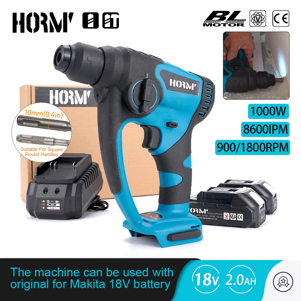 18V 2in1 Brushless Electric Hammer Cordless Rechargeable Electric Rotary Demolition Hammer Power Impact Drill For Makita Battery
18V 2in1 Brushless Electric Hammer Cordless Rechargeable Electric Rotary Demolition Hammer Power Impact Drill For Makita Battery