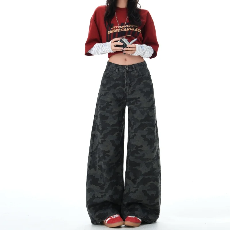 Джинсы с высокой талией и широкими штанинами, женские винтажные камуфляжные брюки свободного покроя, утягивающие драпированные брюки длиной до пола
Джинсы с высокой талией и широкими штанинами, женские винтажные камуфляжные брюки свободного покроя, утягивающие драпированные брюки длиной до пола