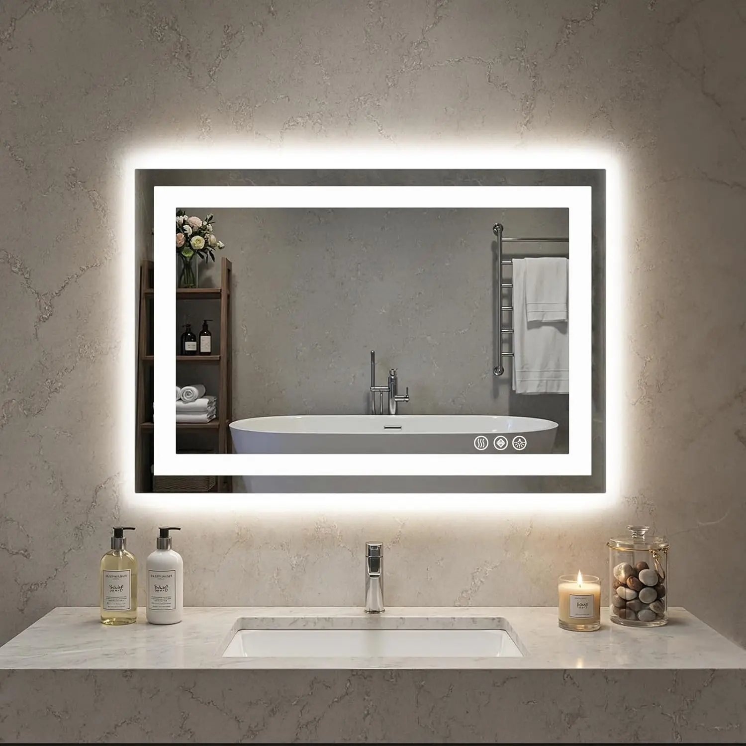 Smart Anti-Fog LED Bathroom Mirror 24x32, 3 Color Temps, Dimmable, Memory Function
Smart Anti-Fog LED Bathroom Mirror 24x32, 3 Color Temps, Dimmable, Memory Function