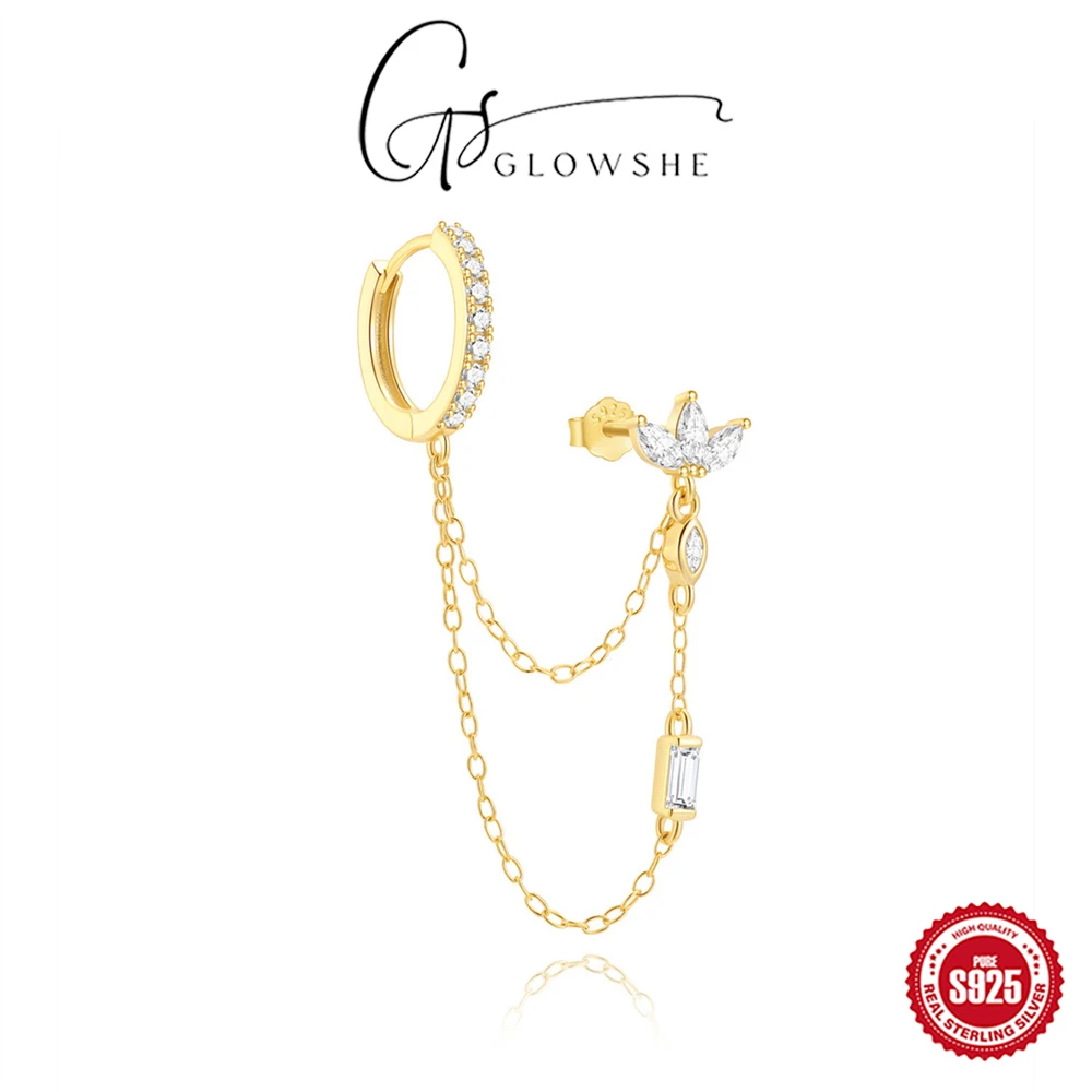 Glowshe 100% 925 Sterling Silver Zircon Double Ear Tassel Chains Hanging Earrings 1PCS Fine Jewelry Women's Charm Earrings Gift
Glowshe 100% 925 Sterling Silver Zircon Double Ear Tassel Chains Hanging Earrings 1PCS Fine Jewelry Women's Charm Earrings Gift