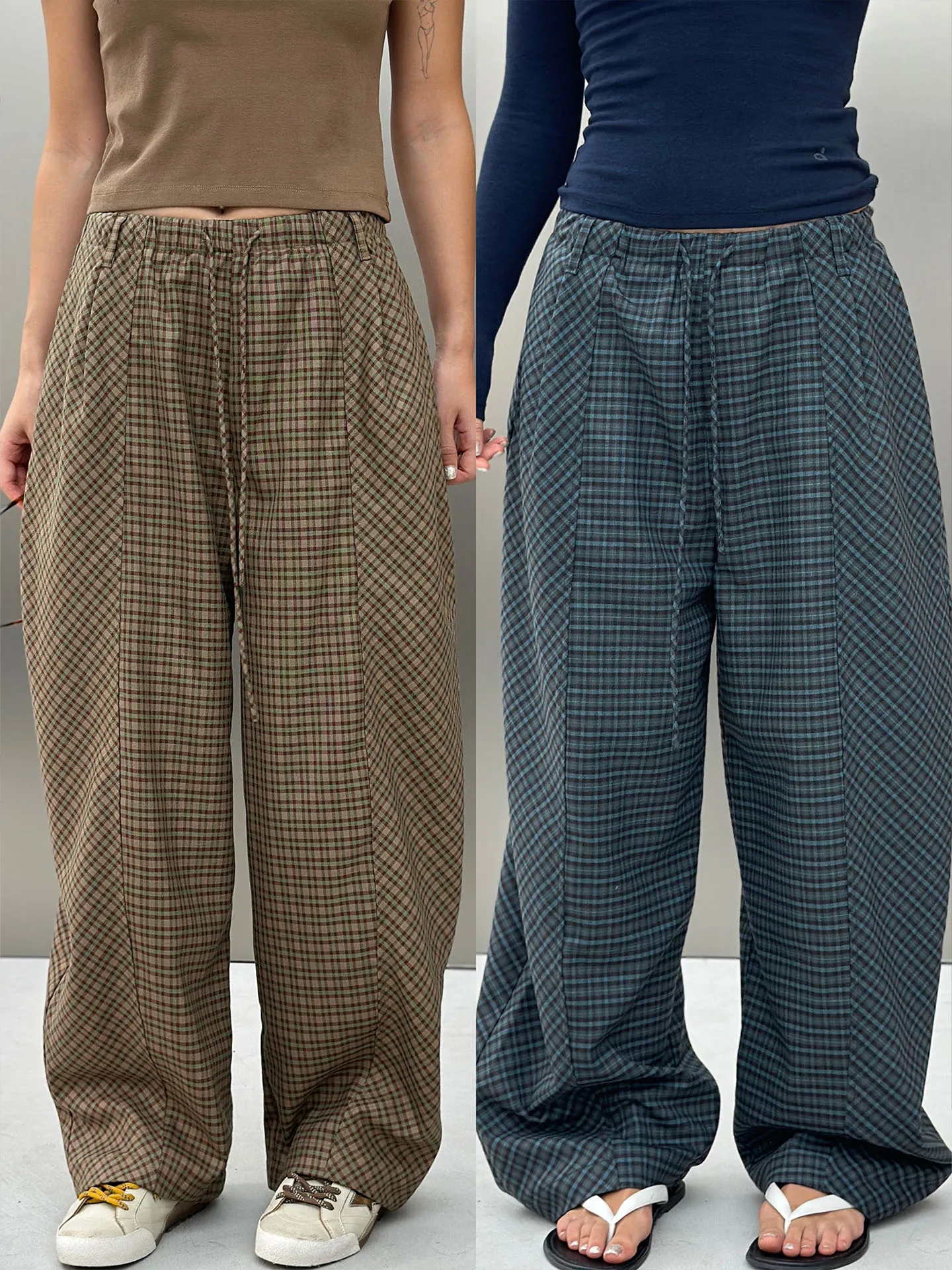 Bodhl 2025 Осенние Новые Повседневные Брюки Женские с Высокой Талией, Широкими Штанинами, в Клетку, с Цветными Вставками, Модные Брюки в Стиле Lazy Fashion
Bodhl 2025 Осенние Новые Повседневные Брюки Женские с Высокой Талией, Широкими Штанинами, в Клетку, с Цветными Вставками, Модные Брюки в Стиле Lazy Fashion