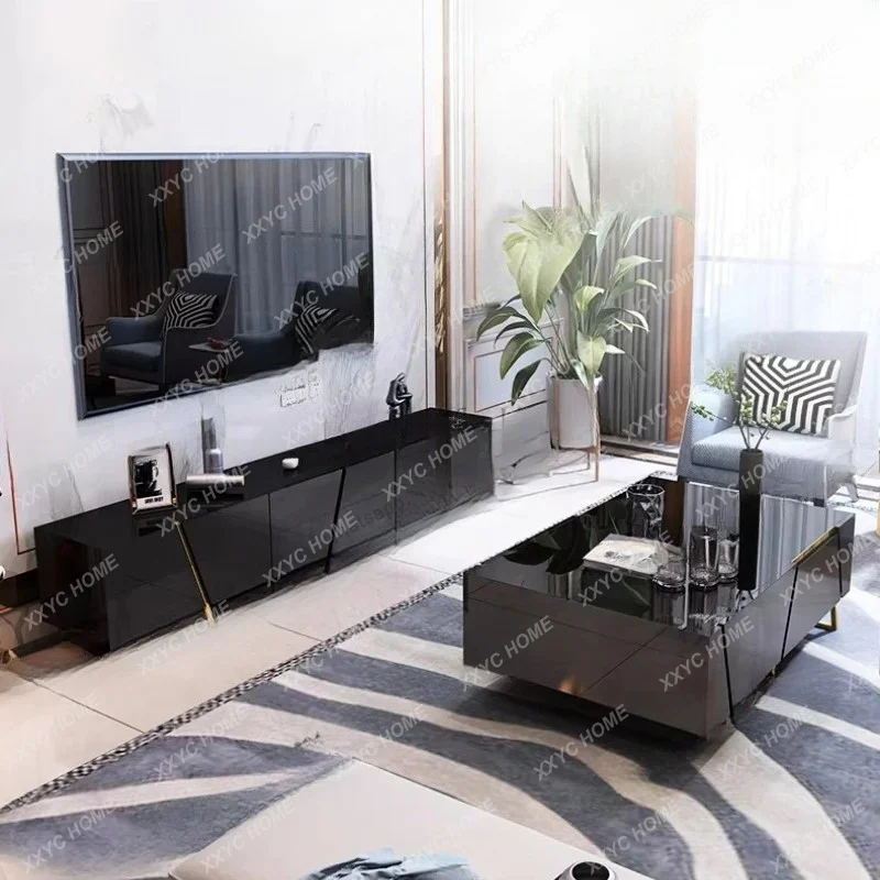 Modern simple suspended TV cabinet coffee table combination light luxury style living room black
Modern simple suspended TV cabinet coffee table combination light luxury style living room black