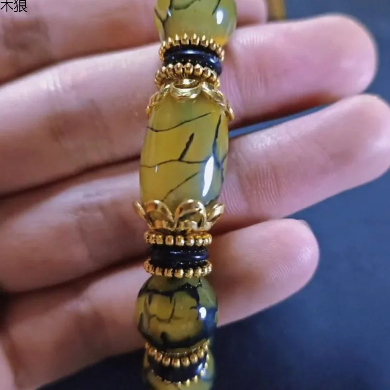 Natural Tibetan Genuine Agate Three Nine Eyes Yellow Green Pattern Dzi Bead Fashion Cultural Bracelet
Natural Tibetan Genuine Agate Three Nine Eyes Yellow Green Pattern Dzi Bead Fashion Cultural Bracelet