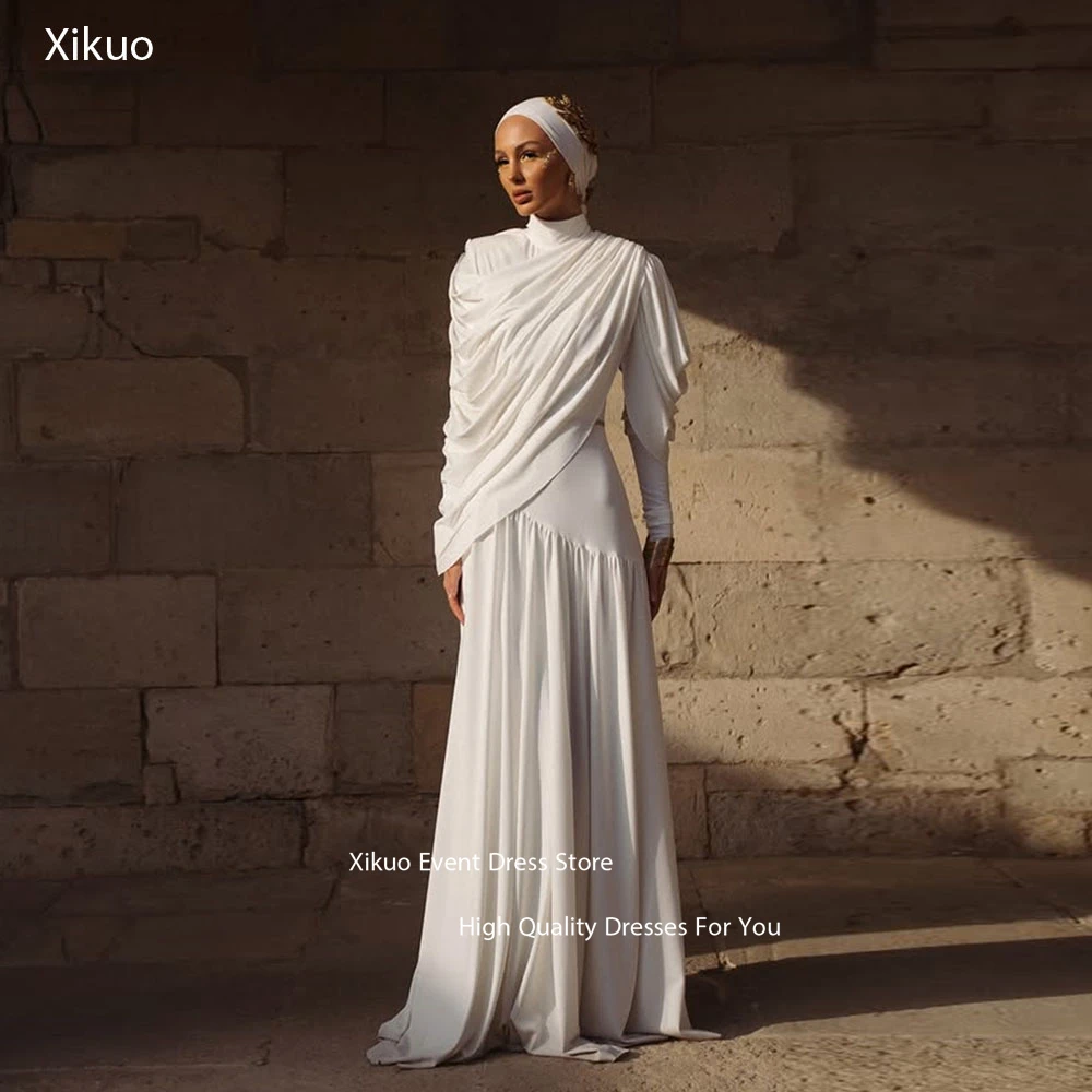 Xikuo Oversize Sleeves High Neck Wedding Dress Modest Pleated Robes De Soiree Ruched A Line Maxi Vestido De Novia Customized
Xikuo Oversize Sleeves High Neck Wedding Dress Modest Pleated Robes De Soiree Ruched A Line Maxi Vestido De Novia Customized