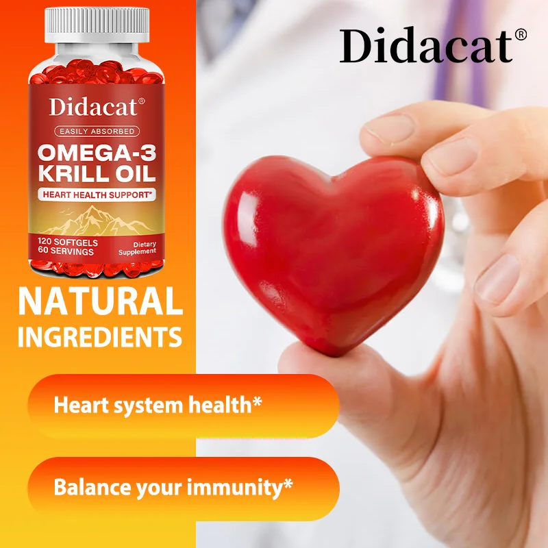 Krill Oil 1000mg with Omega-3 EPA, DHA, Astaxanthin and Phospholipids, Supports Heart, Brain, Joint & Eye Health Supplement
Krill Oil 1000mg with Omega-3 EPA, DHA, Astaxanthin and Phospholipids, Supports Heart, Brain, Joint & Eye Health Supplement