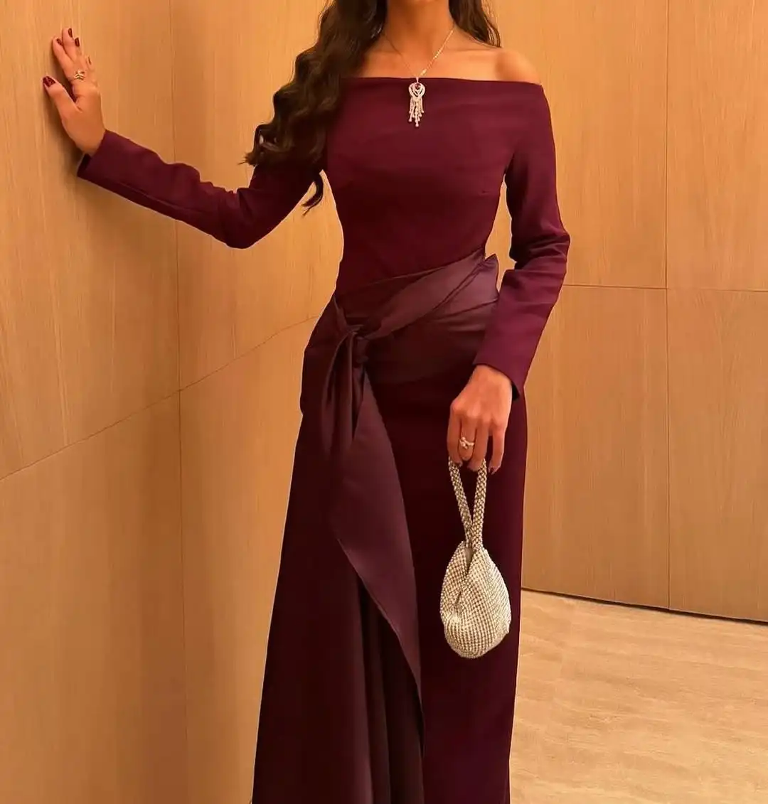 Customized Long Sleeves Evening Dresses Off The Shoulder Pleated Prom Dresses Floor Length Vestidos De Noches Party Gowns
Customized Long Sleeves Evening Dresses Off The Shoulder Pleated Prom Dresses Floor Length Vestidos De Noches Party Gowns